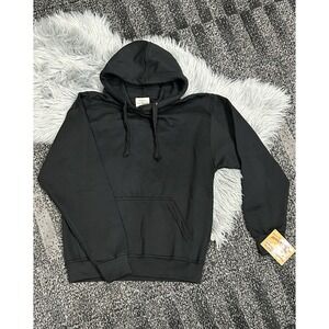 Jon Lauren‎ Men's Size Medium Black Fleece Blank Pullover Hoodie NWT